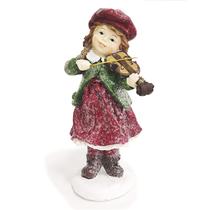 Escultura Menina Violinista Natalina em Pé Decorativa 18cm Escultura Menina Violinista Natalina em Pé Decorativa 18cm