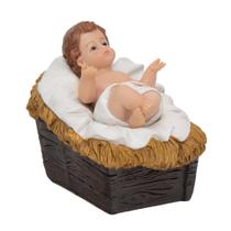 Escultura menino jesus na manjedoura peca de presepio 9cm