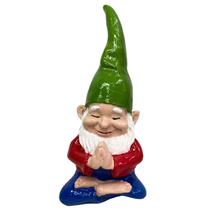 Escultura Mini Gnomo em Resina Meditando/Rezando