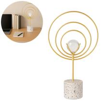 Escultura Moderna Com Base de Granito e Esfera de Vidro