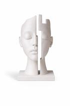 Escultura Moderna Escritório Estátua Rosto Abstrato Arte Cor:Branco