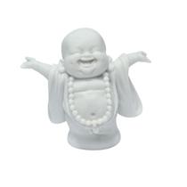 Escultura Monge Abraco P Branco em po de Marmore 10cm