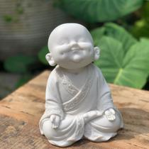Escultura Monge/Buda sorridente 21cm - Marmorite