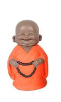 Escultura monge funny laranja 15cm com colar