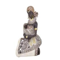 Escultura Mulher Africana Com Bebe Luanda 20cm Espressione