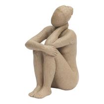 Escultura Mulher Sentada Em Poliresina Design Rústico Minimalista
