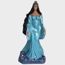 Escultura Orixá Iemanjá Manto Azul Claro em Resina 20 cm