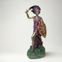Escultura Orixá Obbá Espada E Escudo 20 Cm Em Resina
