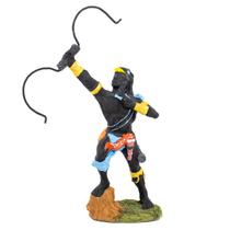 Escultura Orixá Oxóssi Azul Celeste Odé 22 cm Resina