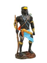 Escultura Orixá Oxóssi ul Em Resina 24 Cm