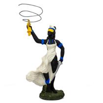 Escultura Orixá Oyá tempo Logunan Azul Branca 17 cm Resina