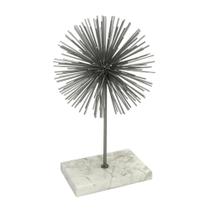 Escultura Ouriço Metal Cinza com Base Marmore Luxo