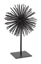 Escultura ourico preto em metal com pedestal