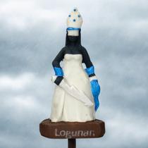 Escultura Oyá tempo Logunan azul e branca 10cm resina