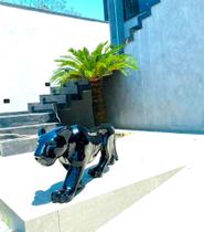 Escultura Pantera Andando Fino Acabamento Fibra De Vidro