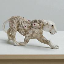 Escultura Pantera Exclusiva 37cm em Gesso Detalhe com Pedra Vermelha VÁRIAS VARIEDADES Escultura Pantera Exclusiva 37cm em Gesso Detalhe com Pedra Vermelha VÁRIAS VARIEDADES