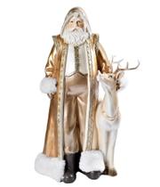 Escultura papai noel em resina decorativo com rena Escultura papai noel em resina decorativo com rena