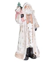 ESCULTURA PAPAI NOEL EM RESINA DECORATIVO OFF wHITE