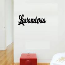 Escultura para Lavanderia Letras Mdf Aplique De Parede Decorativo Enfeite Lettering Preto