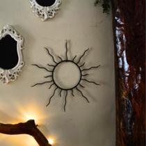 Escultura Parede Sol Artesanal - Ferro Preto, Design Exclusivo Escultura Parede Sol Artesanal - Ferro Preto, Design Exclusivo