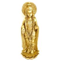 Escultura Parvati Na Flor De Lótus Dourada Em Pé 24 Cm