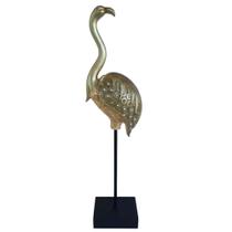 Escultura Pássaro Garça Em Pedestal 63cm Madrepérola Escultura Pássaro Garça Em Pedestal 63cm Madrepérola