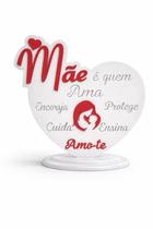 Escultura Plaquinha Placa Decorativa Dia das Mães Decoração Cor:Branco e Vermelho
