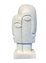 Escultura po de pedra 2 rostos 12,5x8x26cm - ENTRECASA