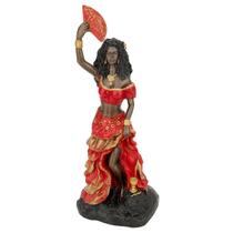 Escultura Pomba Gira Negra Vermelha 25 cm em Resina