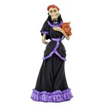 Escultura Pomba Gira Rosa Caveira Roxo 24 cm Resina