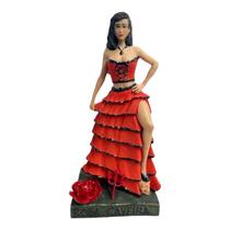 Escultura Pomba Gira Rosa Caveira Vermelha E Preta 24 Cm - Meta Atacado