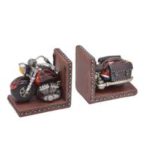 Escultura porta livros decor resina moto harley davidson