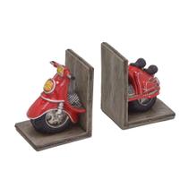 Escultura porta livros decor resina moto lambreta