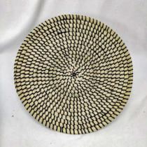 Escultura Prato de Parede Palha Natural Bege c Preto Luxo Escultura Prato de Parede Palha Natural Bege c Preto Luxo