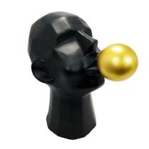 Escultura Preto Decorativa Busto Chiclete Contemporane Luxo