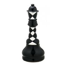 Escultura rainha xadrez decor em ceramica preto e branco