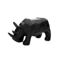 Escultura Rinoceronte Em Resina Preto Mate 15,5x31cm Escultura Rinoceronte Em Resina Preto Mate 15,5x31cm