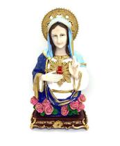 Escultura Sagrado Coração De Maria Busto 27 Cm Resina - Bialluz Presentes