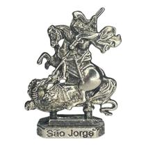 Escultura São Jorge 5,5 cm - Metal Niquelado, Alta Qualidade - Meta Atacado