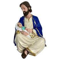 Escultura São José Afetuoso Sentado 20Cm Em Resina Escultura São José Afetuoso Sentado 20Cm Em Resina