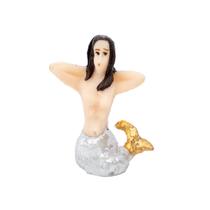 Escultura Sereia Iemanjá Cor Prata 5,50 cm em Resina