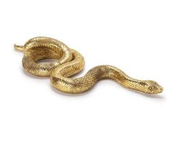 Escultura serpente em poliresina dourada