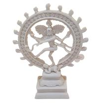 Escultura Shiva Nataraja De Pó De Mármore Branco 18Cm