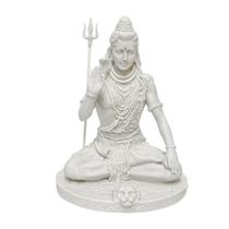 Escultura Shiva Sentado Branco em po de Marmore 24cm Escultura Shiva Sentado Branco em po de Marmore 24cm