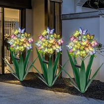 Escultura solar de jardim Homight Metal Agave Butterfly 3 peças
