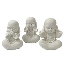 Escultura trio buda da sabedoria em po de marmore decor 13cm Escultura trio buda da sabedoria em po de marmore decor 13cm