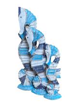 Escultura trio cavalo marinho br/turq/azul com base bali
