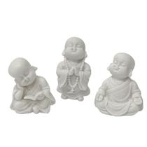 Escultura trio de buda em po de marmore 6,0cm Escultura trio de buda em po de marmore 6,0cm