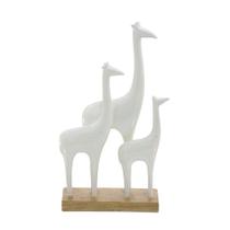 ESCULTURA TRIO DE GIRAFAS DECORATIVA EM RESINA BR/BG 29cm