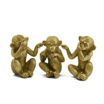 Escultura trio de macacos da sabedoria mart dourado